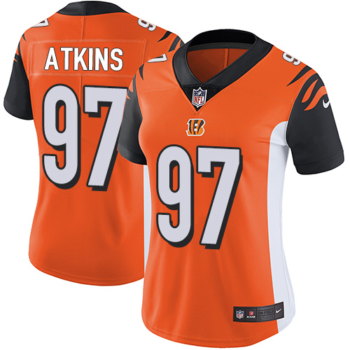 Nike Bengals #97 Geno Atkins Orange Alternate Women's Stitched NFL Vapor Untouchable Limited Jersey - Click Image to Close